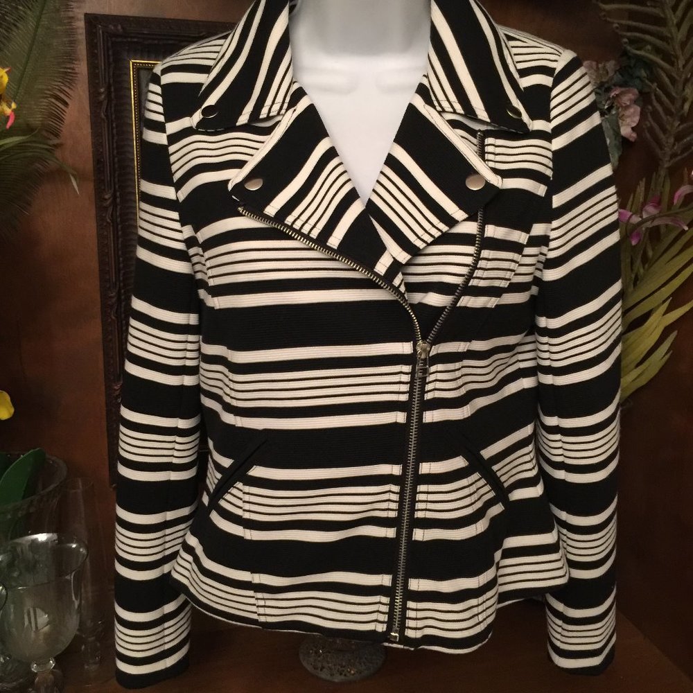Bagatelle Asymetrical zip striped jacket Medium